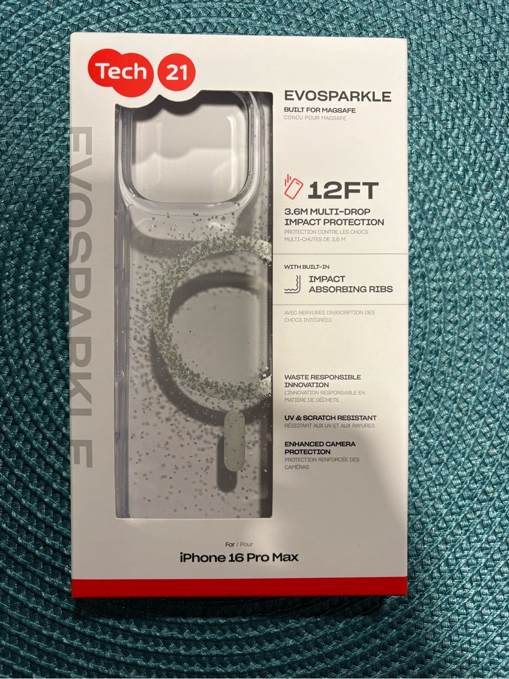 speck Evosparkle Clear Glitter iPhone 16 Pro Max Case - Silver Glitter